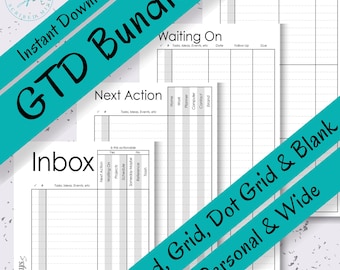 Personal & Personal Wide GTD Planner Essentials Bundle - Printable PDFs for Productivity and Task Management