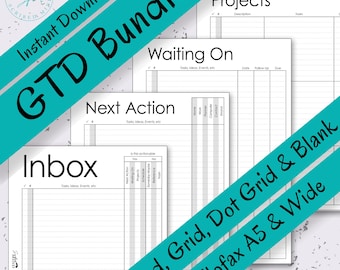 A5 & A5 Wide GTD Planner Essentials Bundle - Printable PDFs for Productivity and Task Management