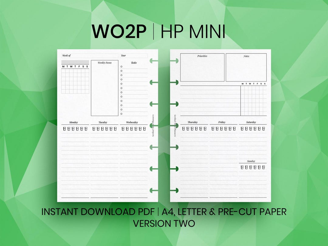 Happy Planner Mini Inserts | Week on Two Pages (digital Download) - Etsy