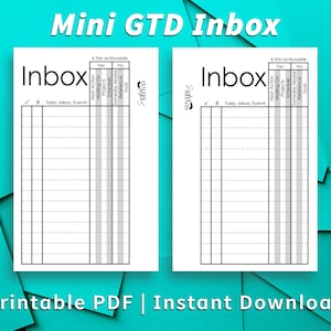 Mini GTD Inbox Printable Planner Insert PDF File