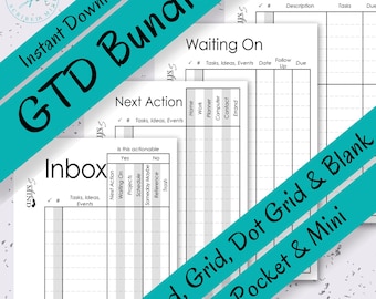 Filofax Pocket & Mini GTD Planner Essentials Bundle - Printable PDFs for Productivity and Task Management