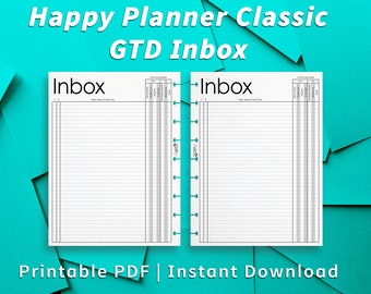 Happy Planner Classic PRINTABLE GTD Inbox Planner Insert PDF File