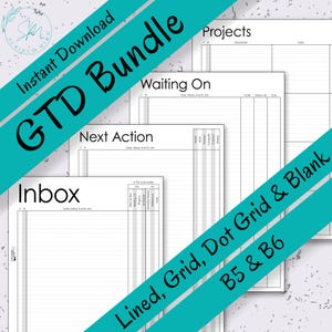 B5 & B6 GTD Planner Essentials Bundle - Printable PDFs for Productivity and Task Management
