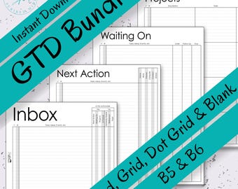 B5 & B6 GTD Planner Essentials Bundle - Printable PDFs for Productivity and Task Management