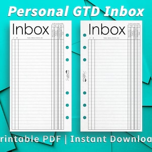 Personal GTD Inbox Printable Planner Insert PDF File