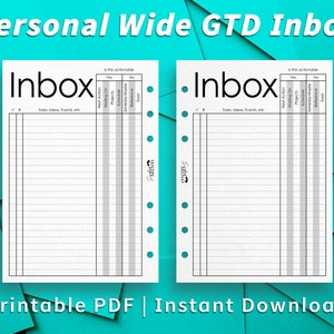 Personal Wide GTD Inbox Printable Planner Insert PDF File - Etsy