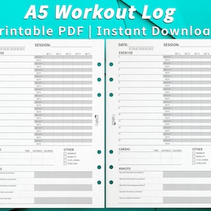 UTSKRIVBAR A5-träningsplanerare, träningsrapport, gymlogg, minimalistisk stil, nyårslöftepresent