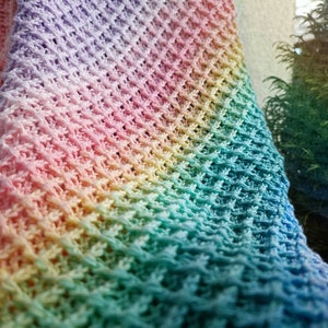 Ombre baby blanket multicolored waffle pattern