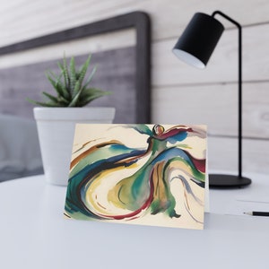 Greeting Card - a beautiful abstract dancing woman in amazing color palettes, watercolor inspired greeting card for dancers,