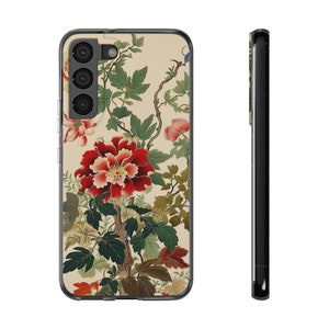 Soft Phone Case - beautiful impressive classic asian flower phone case, vintage japanese flower artwork for your phone, soft phone case