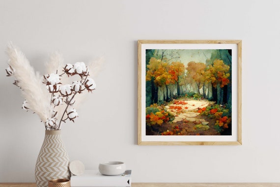 Autumn Forest Scene Painted in Children Book Style Digital - Etsy