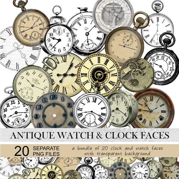 Vintage clock faces.Antique clock clipart,vintage watch,old watch clipart,clock tags,steampunk clipart.Vintage png clock,watch face clipart