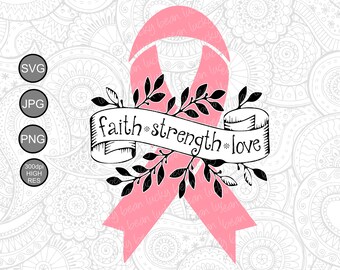 Breast cancer awareness ribbon svg. Cancer survivor vector clipart.Cricut svg.Printable cancer awareness art svg.Pink ribbon cancer symbol