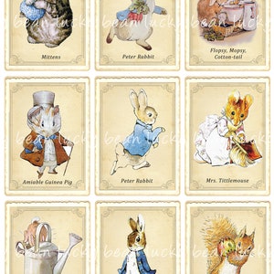 Peter Rabbit Cards Eyfs Vintage Peter Rabbit Cards. Digital Download. Beatrix Potter ...