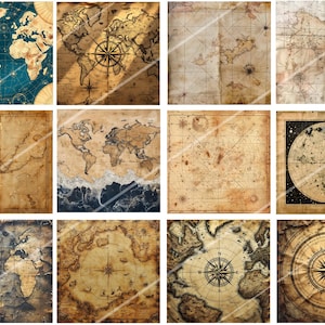 Antique Maps Digital Paper, Vintage Maps, World Map Scrapbook Paper ...