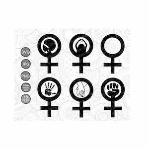 Feminist Symbol SVG Bundle, Woman Power Clipart, Feminism Sign PNG JPG, Women’s Rights, Digital Download, Equality Designs. Commercial Use