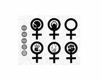 Feminist Symbol SVG Bundle, Woman Power Clipart, Feminism Sign PNG JPG, Women’s Rights, Digital Download, Equality Designs. Commercial Use