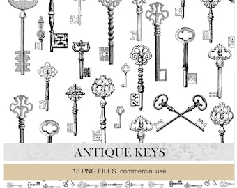 Antike Schlüssel-Illustration.Vintage-Victorian-Schlüssel.Printable Scrapbook-Schlüssel