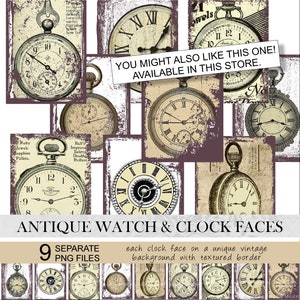 Vintage Uhren Clipart. Antike Uhr Clipart, Vintage Uhr, Uhr Tags, Steampunk alte Uhr. Vintage PNG Uhr, Zifferblatt Clipart Bild 3