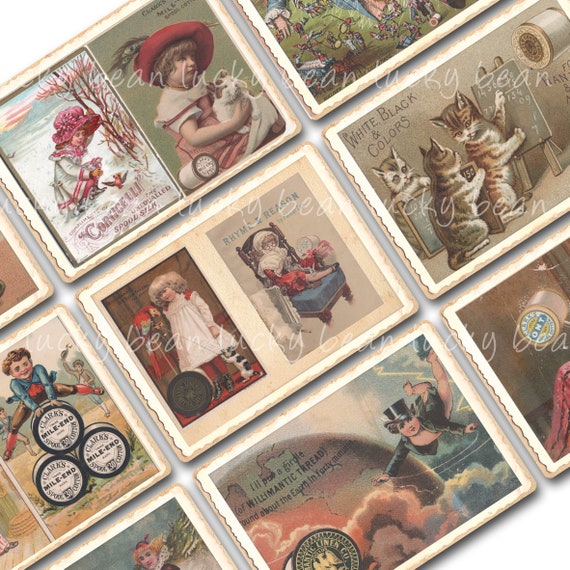 Sewing Ephemera Printable Cards.victorian Thread.old Fashioned
