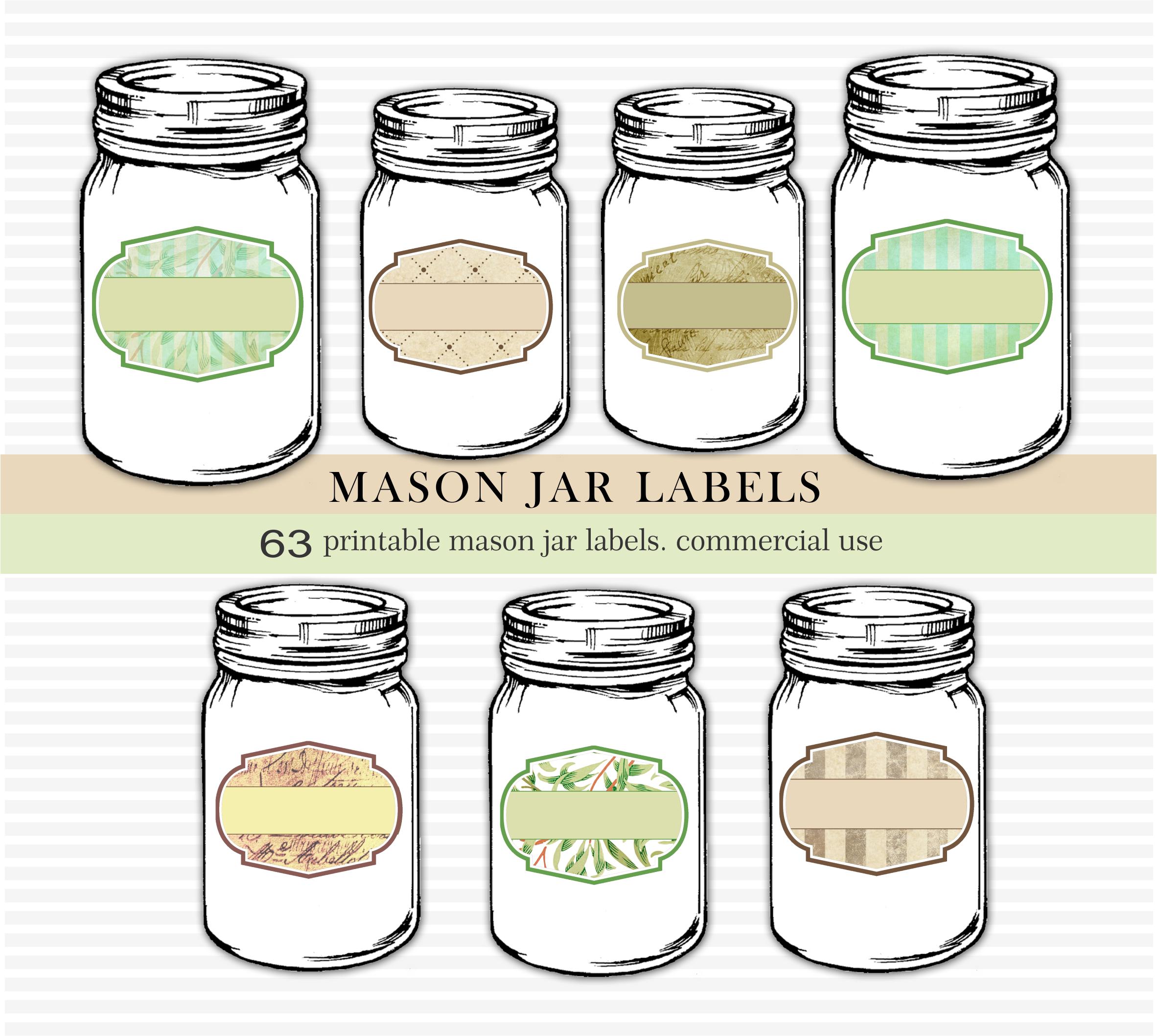 63 Printable Mason Jar Labels. Vintage Kitchen Pantry Stickers. Canning Jam  Jelly Labels.DIY Food Storage Tags.Vintage Labels.Commercial Use, image size:2364x2116