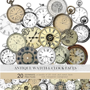 Vintage clock faces clipart. Antique clock clipart, vintage watch, clock tags, steampunk old watch. Vintage png clock, watch face clipart