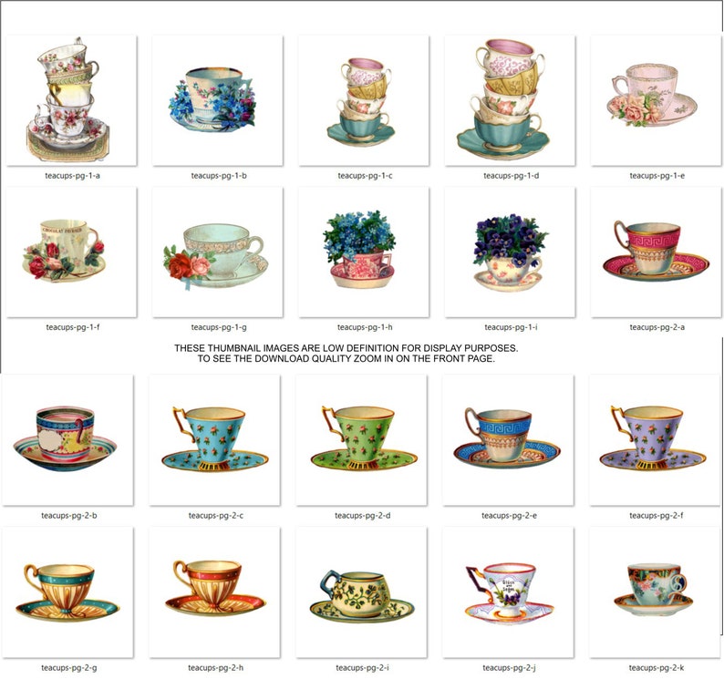 Cup and Saucer.teacups Vintage Collage Sheet.tea Cup Clipart.printable ...