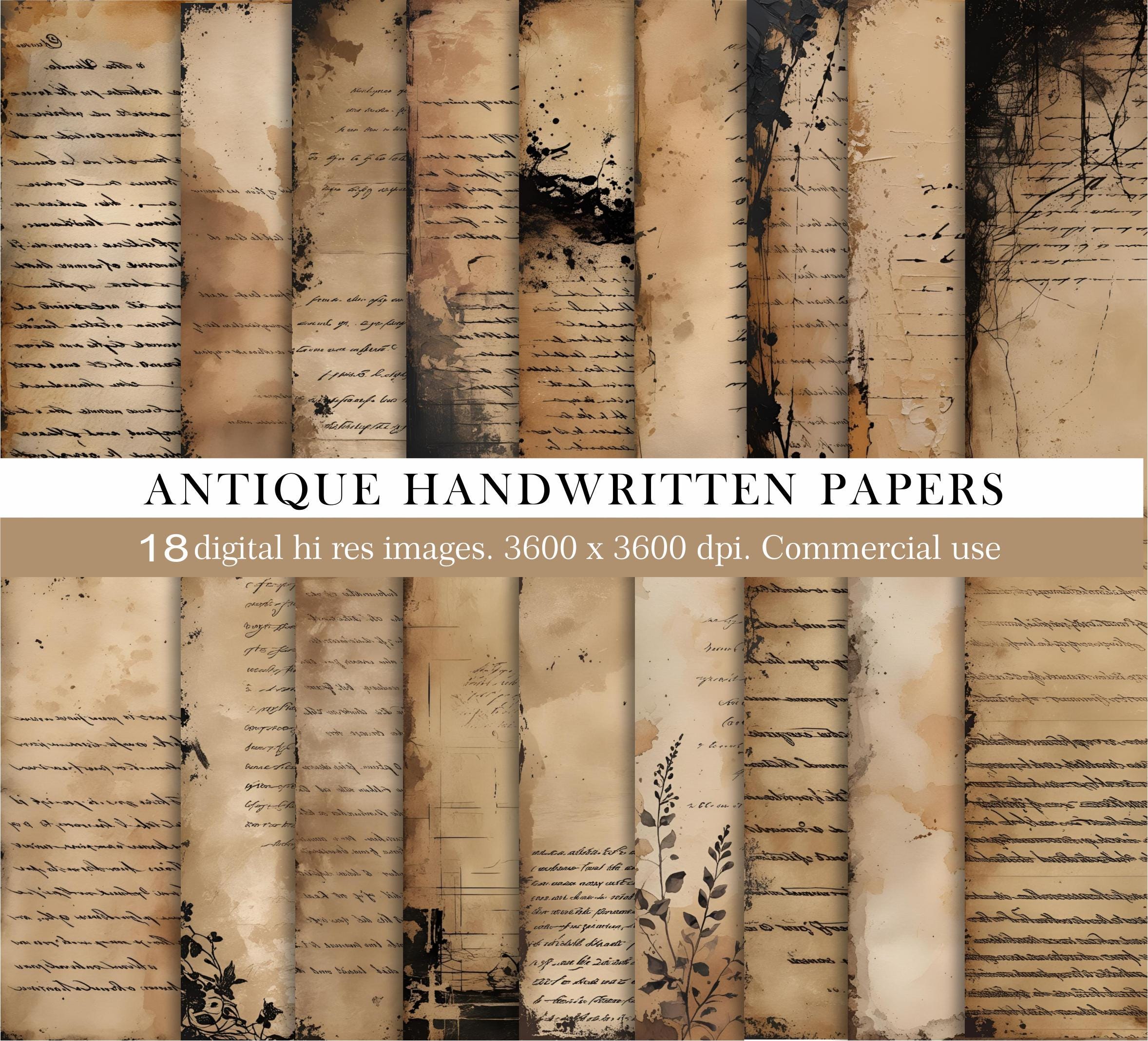 Antique Handwriting Digital Paper | Vintage Script Backgrounds ...