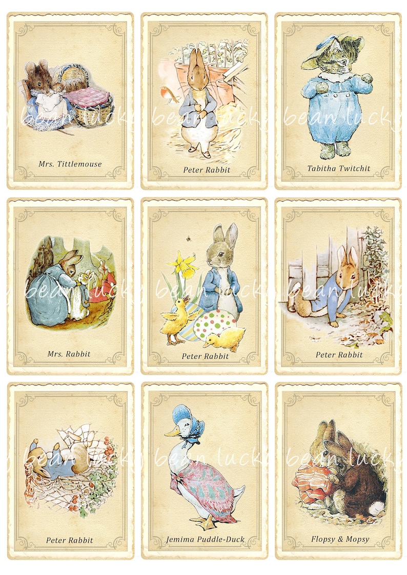 Peter Rabbit Cards Eyfs Vintage Peter Rabbit Cards. Digital Download. Beatrix Potter ...