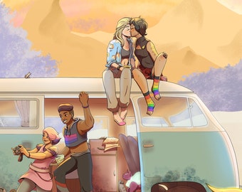Catradora y Glimbow camper van print / shera fanart / spop card print / A5 A4