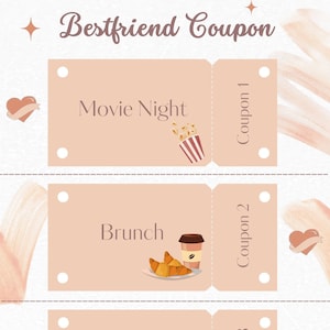 Instant Download, Coupon Template for your Bestfriend, gift idea, 3 Coupons ready to print