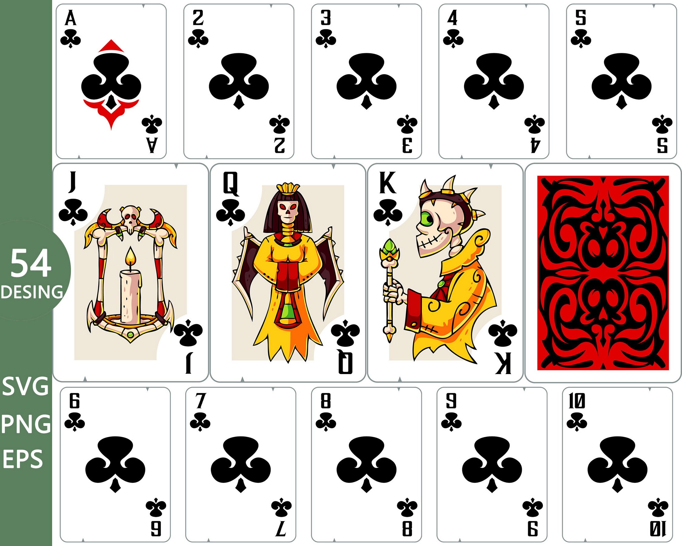 Full Deck Playing Cards Pattern SVG Sticker Designdigital - Etsy