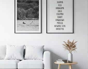 Juego de 2 láminas de surfistas de Sri Lanka / Fotografía de viajes / Arte digital para pared / Decoración del hogar