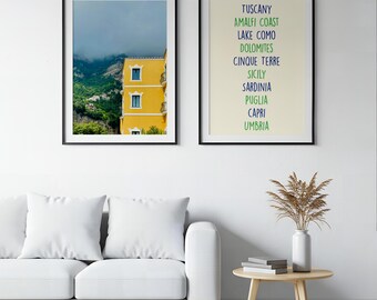 Positano, Italia (Set de 2 láminas) / Fotografía de viajes / Arte digital para pared / Decoración del hogar