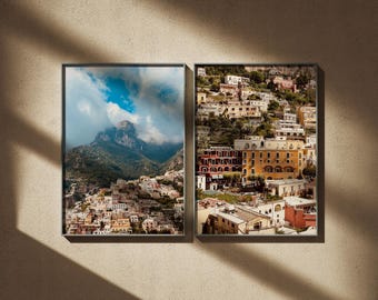 Positano, Italia (Set de 2 láminas) / Fotografía de viajes / Arte digital para pared / Decoración del hogar