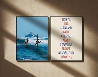 Juego de 2 láminas de pescadores de Sri Lanka / Fotografía de viajes / Arte digital para pared / Decoración del hogar