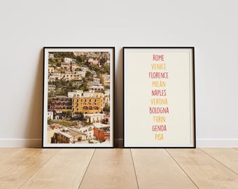 Positano, Italia (Set de 2 láminas) / Fotografía de viajes / Arte digital para pared / Decoración del hogar