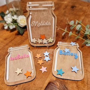 Personalised Star Reward Jar. Children, Learning, Name, Baby, School, Stand, Stars, Magnetic, Teacher Gift.