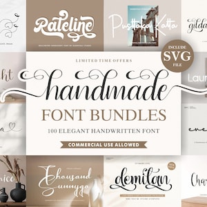 Handwritten Font Bundle - Calligraphy Font, Script Font, Cricut Font Svg, Cursive Font, Procreate Font, Wedding Font, Digital Canva Font,