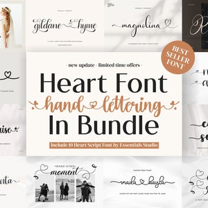 Valentine Font Bundle - Schrift mit Herzen, Cricut, Hochzeit, Kalligraphie, Canva, Procreate, Lovely, Script, Romantisch, Kommerzielle Nutzung, Schreibschrift