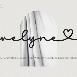 Evelyne - Lovely Font, Calligraphy Font,Calligraphy, Heart Fonts, Wedding Font, Canva Font, Script Font, Cricut Font, Single line font, SVG