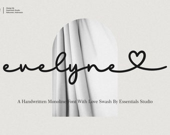 Evelyne - Lovely Font, Calligraphy Font,Calligraphy, Heart Fonts, Wedding Font, Canva Font, Script Font, Cricut Font, Single line font, SVG