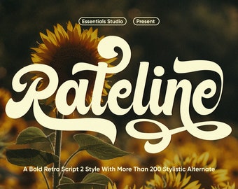 Rateline Retro Font - Vintage Fonts, Bold Fonts, Handwritten Fonts, Cricut Fonts, Font, Fashion, Music, Logotype, Lettering, Typography,