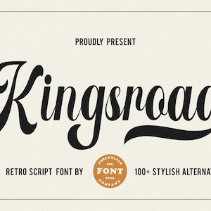 Kingsroad - Retro Font, vintage font ,hippie Font, Canva Font,Modern Font, Boho Font,Logo Font,Groovy Font, Silhouette Font,procreate font,