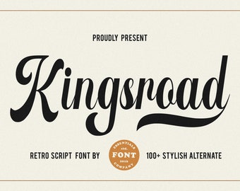 Kingsroad - Retro Font, vintage font ,hippie Font, Canva Font,Modern Font, Boho Font,Logo Font,Groovy Font, Silhouette Font,procreate font,