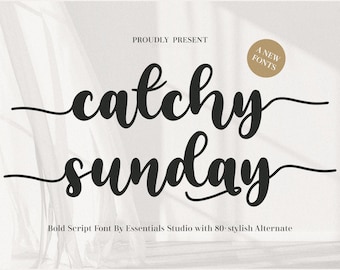 Catchy Sunday - Wedding font, Script, Calligraphy, Cricut, Procreate, Canva, Bold, Branding, Fancy, Crafting, Cutting Font, handwritten font