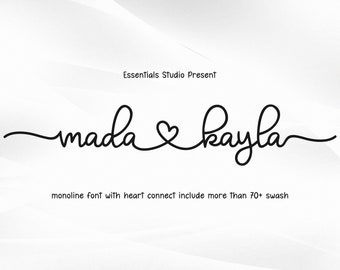 Mada Kayla - Lovely Font, Calligraphy Font, Modern Calligraphy, Heart Fonts, Wedding Font, Canva Font, Script Font, Cricut Font