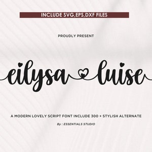 Font with tails, Wedding Fonts, Script, names with heart between, SVG Fonts, Cursive, Calligraphy, Cricut Font, Crafting SVG, Feminine Font
