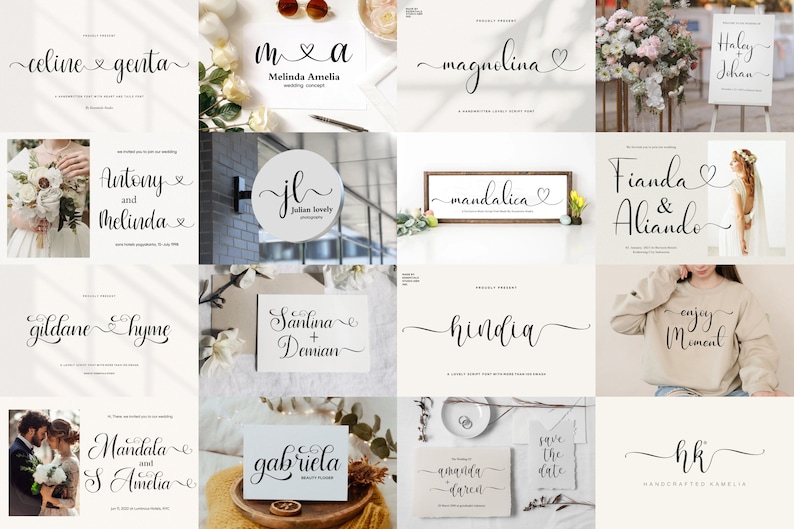 Wedding Font Bundle - Calligraphy Font, Script Font, Handwritten Font, Elegant Font, Invitations, Cricut Font, Procreate Font, Crafting Font