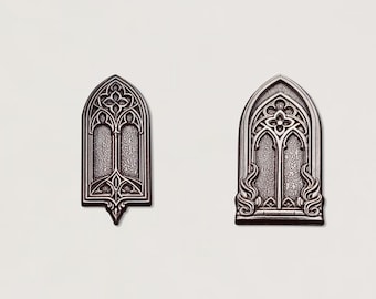 Gemina Gothic Church Windows 1 Duo Shot Plate | Steel Shot Plate Jewellery Tool | Impression Die for Jewellers, Silversmiths, Jewelry Makers